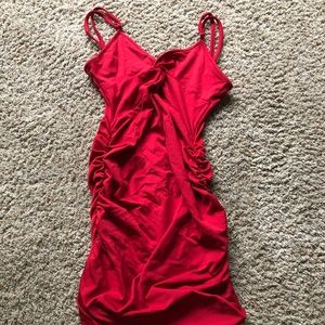 Mini Ruched Red Dress